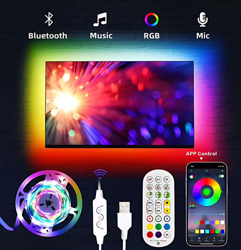GearUP SL50W Waterproof 5 Meter RGB Strip Light with App and Remote Control (Music Sync)